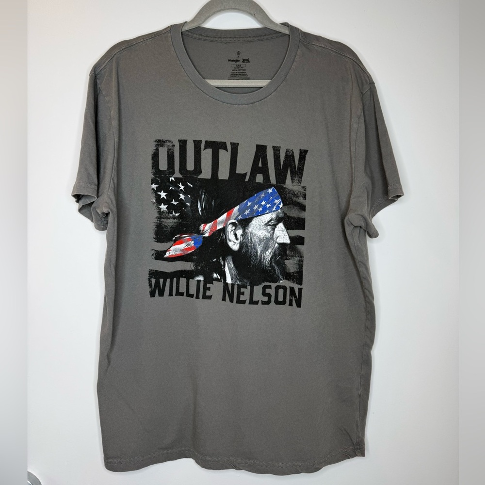 Wrangler x Willie Nelson T Shirt Large Grey Country Outlaw Western Graphic Tee